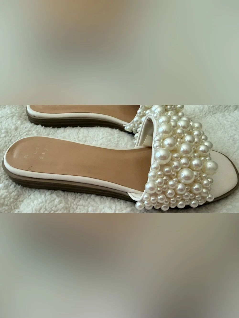 A New Day Jasmine Pearl White Embellished Sandals - Size 7